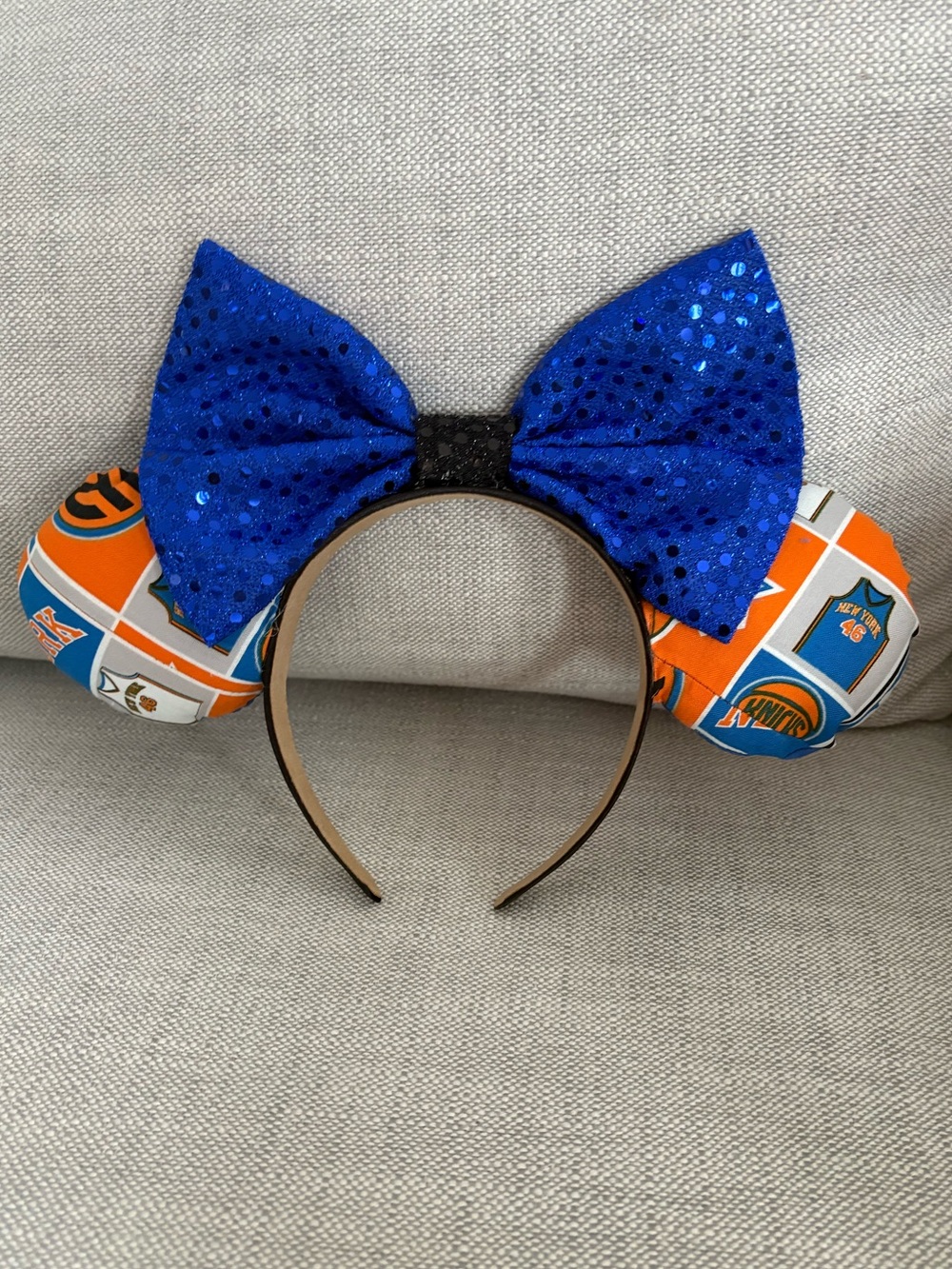 New York Knicks Minnie Mickey metallic blue bow headband hairband headpiece O/S